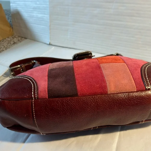Coach Vintage Hampton Mosaic Berry Patchwork Suede Leather Shoulder Bag - Picture 16 of 16